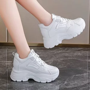 Damen-Sneaker, Plateau-Sneaker, Schnürsenkel-Sneaker